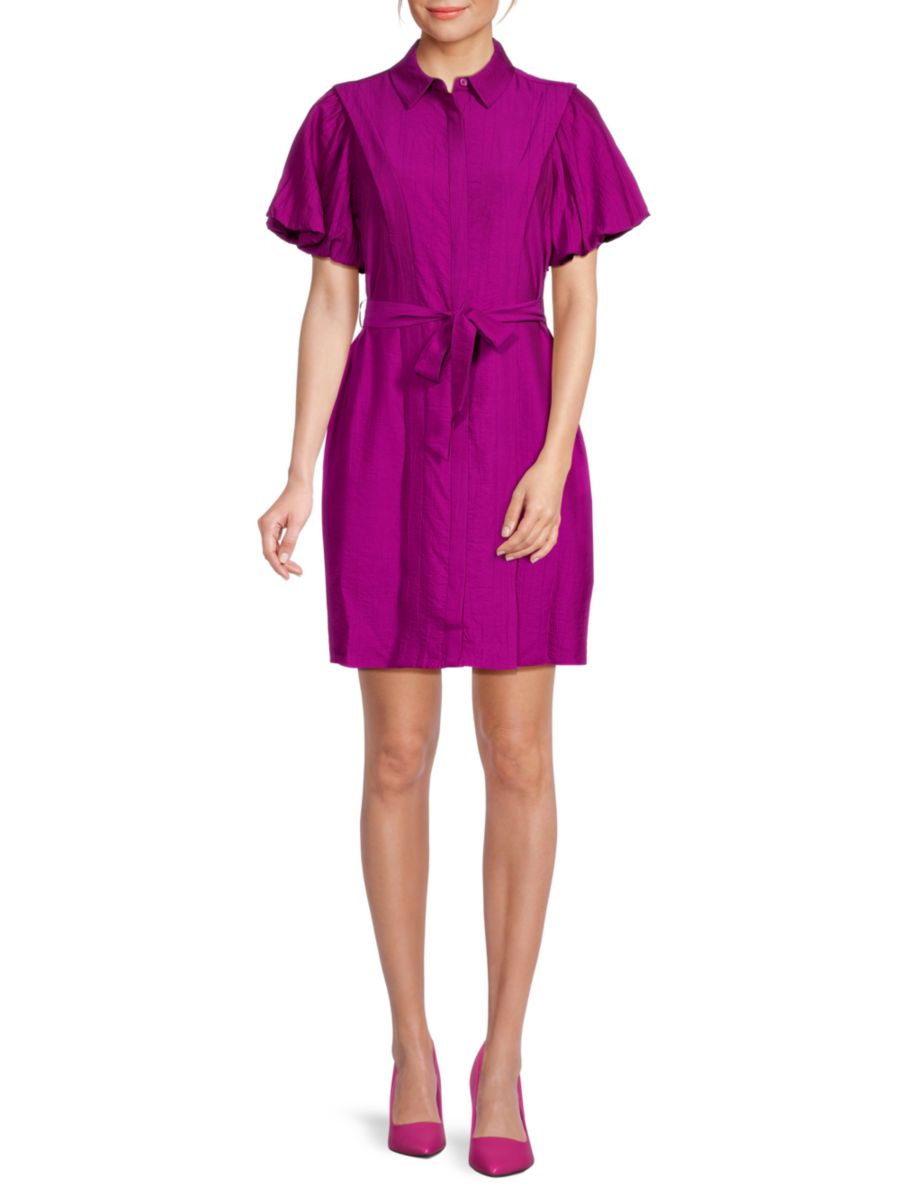 

Платье-рубашка мини с плиссированными рукавами-крылышками DKNY, цвет Orchid