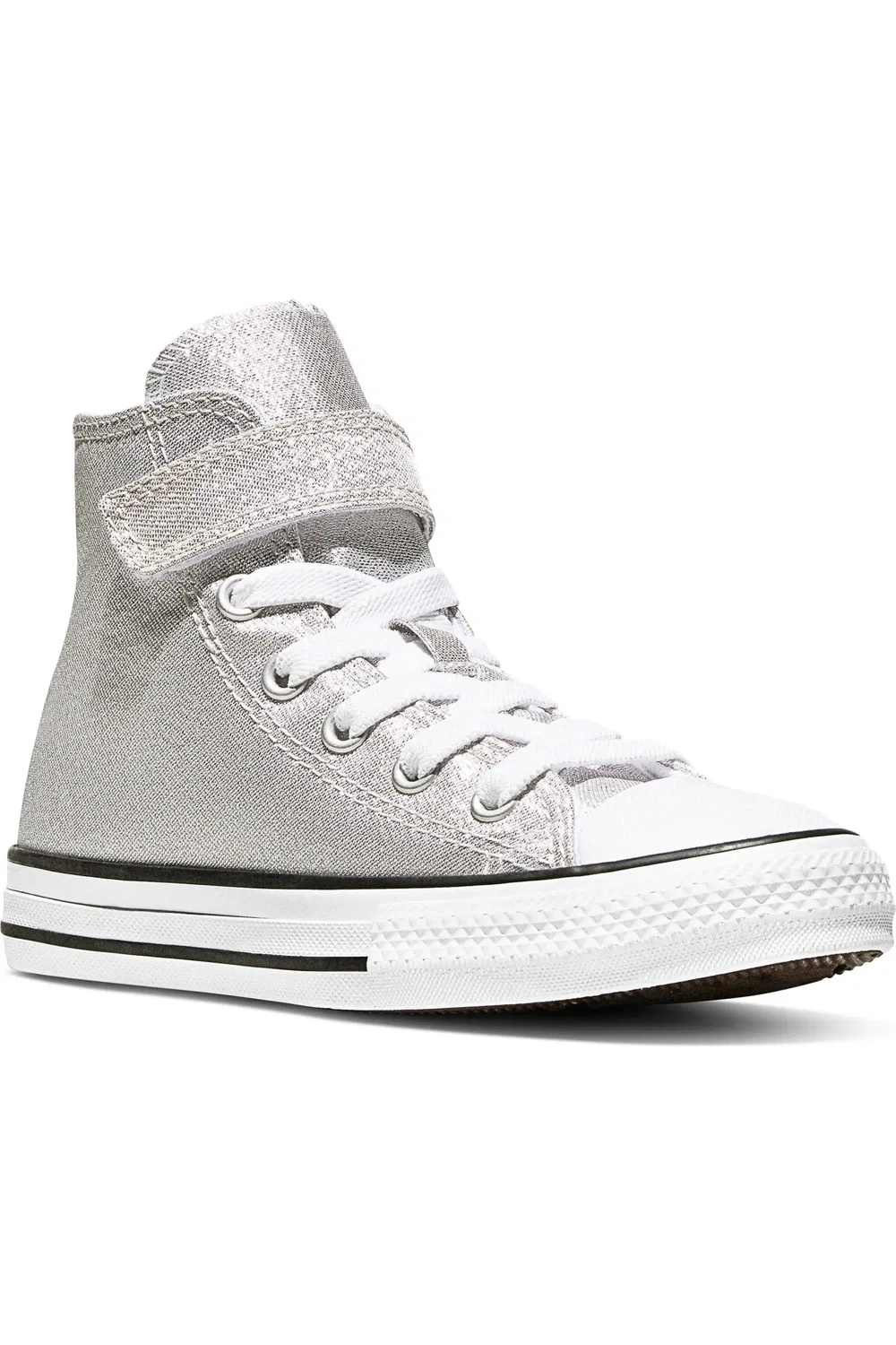 Кеды детские на шнуровке с липучкой Easy On Chuck Taylor All Star Converse, светло-серый/белый/черный