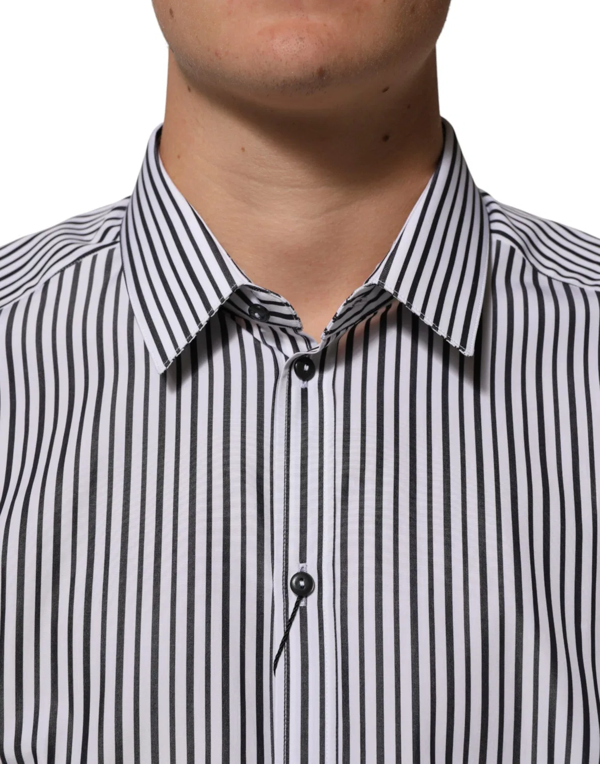 Мужская рубашка с принтом полоска GOLD Dress Shirt Dolce & Gabbana, Black and White — фото 4