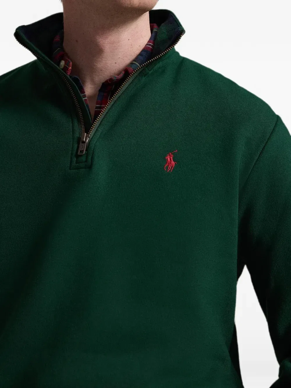 Свитер с воротником на молнии и вышивкой POLO RALPH LAUREN, зеленый — фото 4