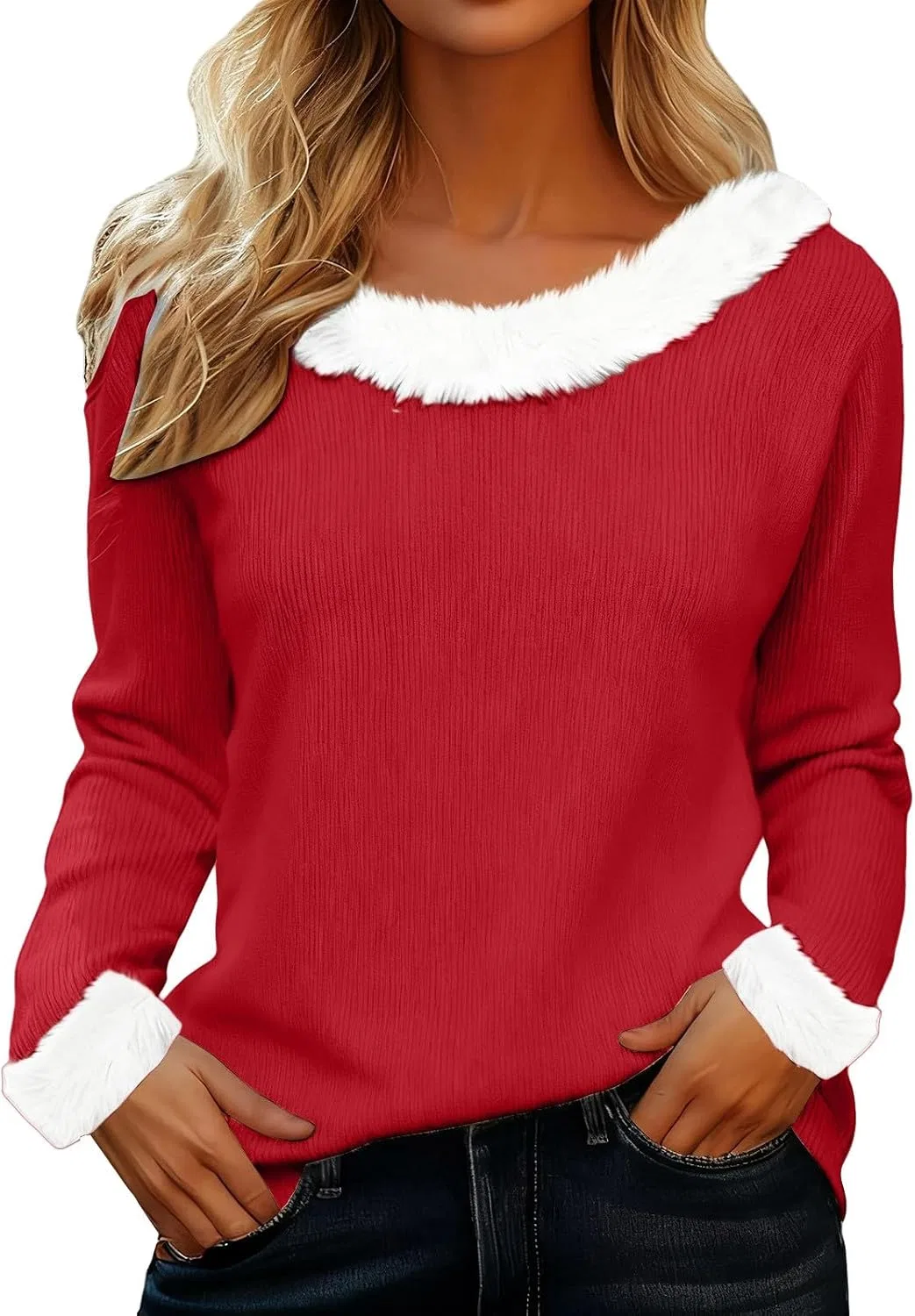 Женский свитшот с принтом Ugly Christmas Sweatshirts, 1b-Red