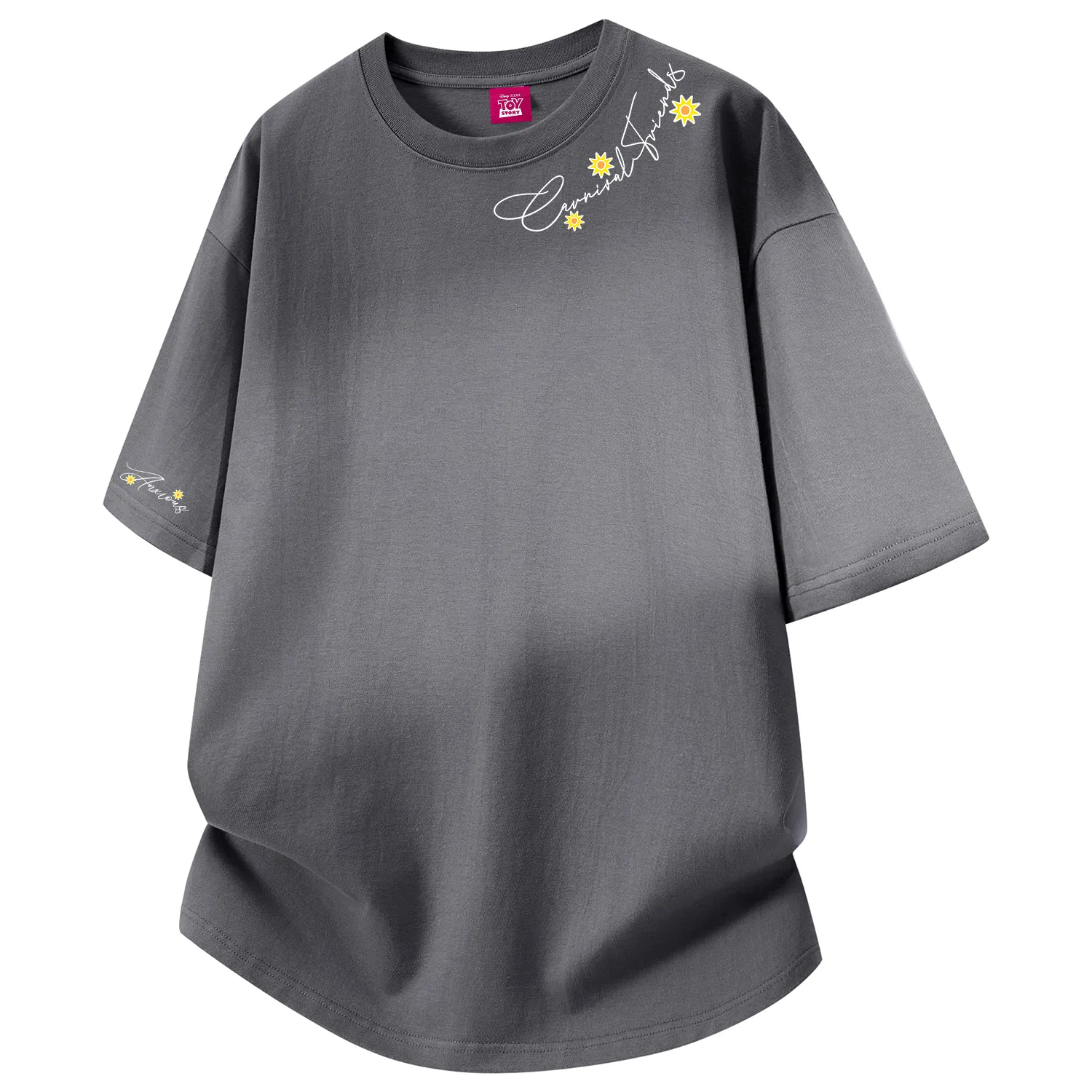 Детская футболка с принтом Disney T Shirts Unisex Crew Neck Thin Straight Fit Disney, Dark Gray