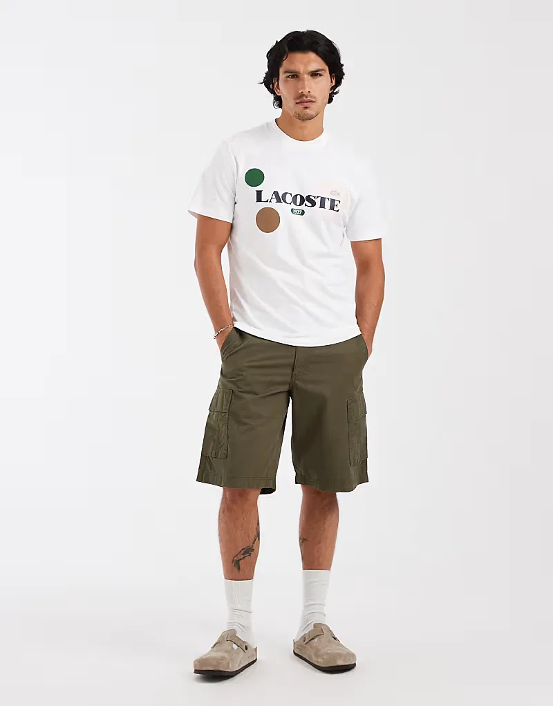 Классическая футболка Lacoste с графическим логотипом, белая — фото 2