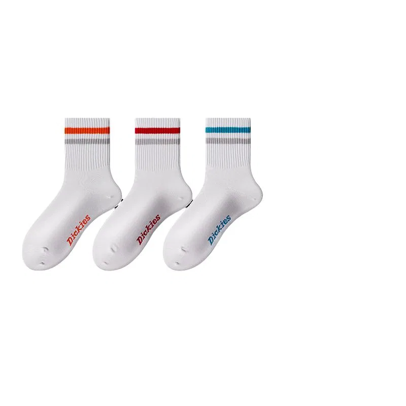 Детские носки с принтом, комплект из 3 пар, Dickies, White Orange/White Red/White Lake Blue