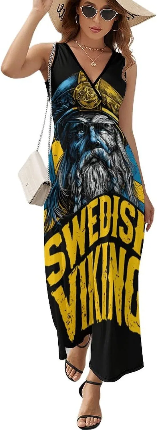 Женский сарафан максі V-образным вырезом Swedish Viking, Style-27