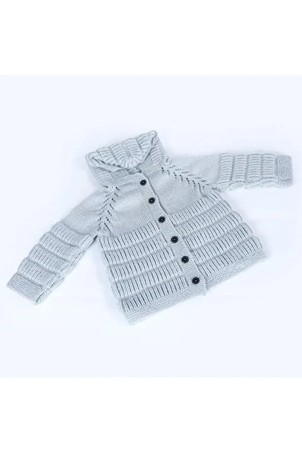 Детский кардиган с капюшоном Hand Knitted Hooded Boy's Cardigan Evitle, Gri
