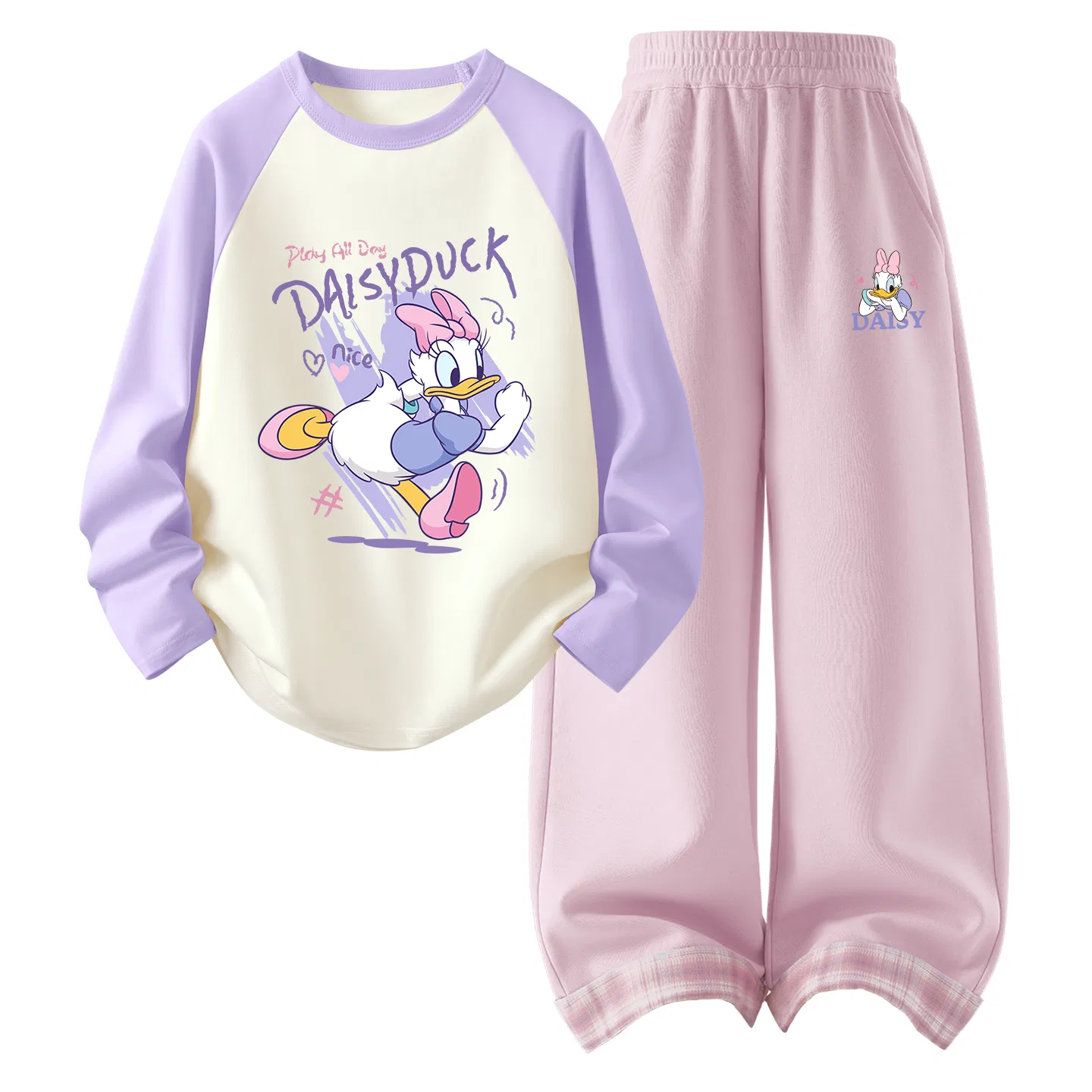 Детский комплект спортивной одежды с длинным рукавом Disney, Di Runaway Taro Purple+Di Smile Dai K Cherry Blossom Pink