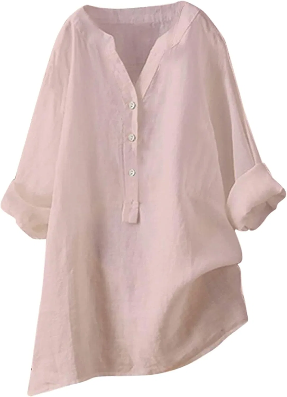 Женская блуза с V-образным вырезом и пуговицами Cropped Button Down Shirts for Women, Pink