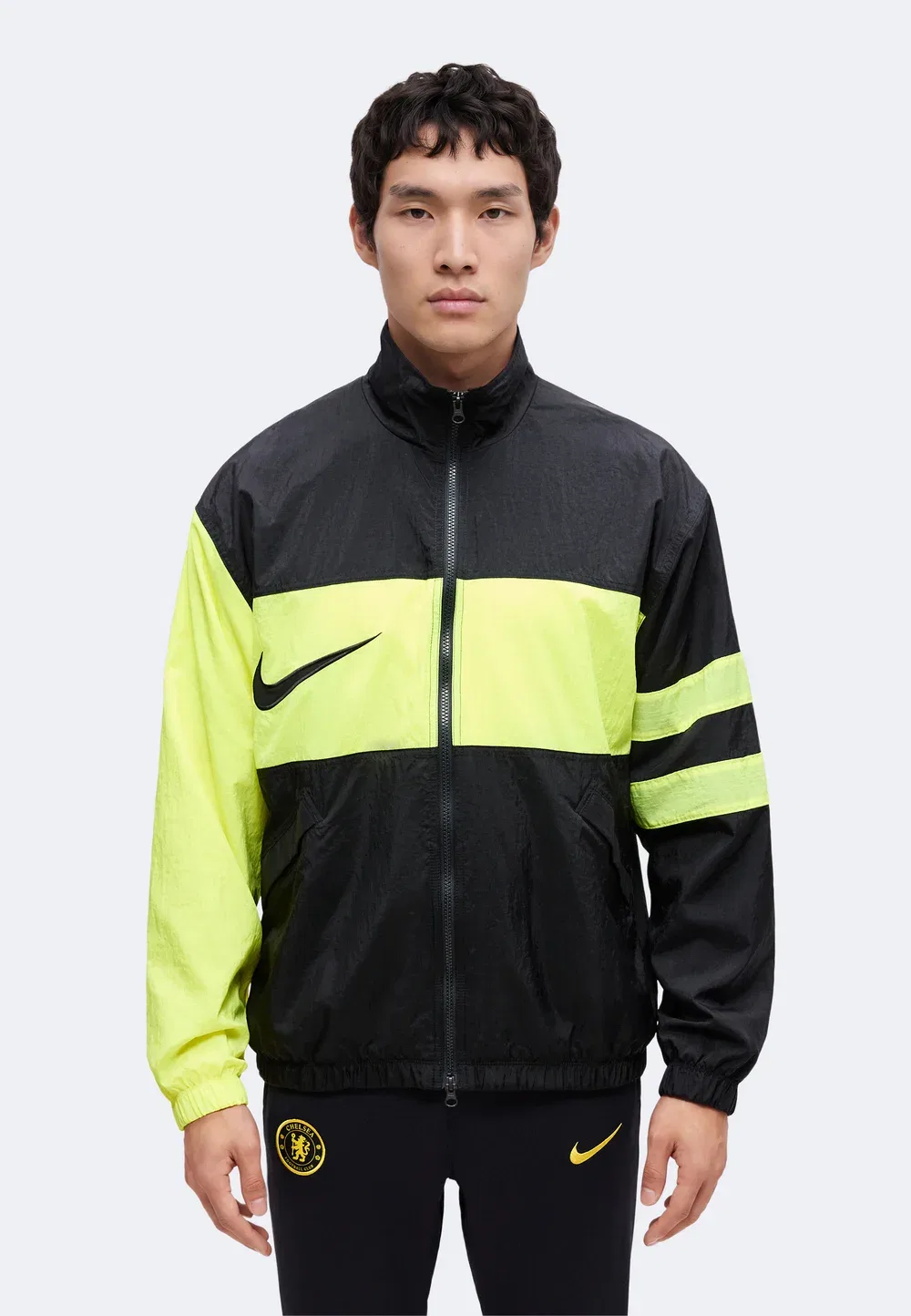 Мужская футбольная спортивная куртка - тренировочная куртка Nike Performance, Black/Lemon