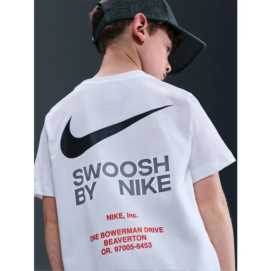 Футболка с коротким рукавом хлопковая B Nsw Athl Tee Nike, Белый — фото 4