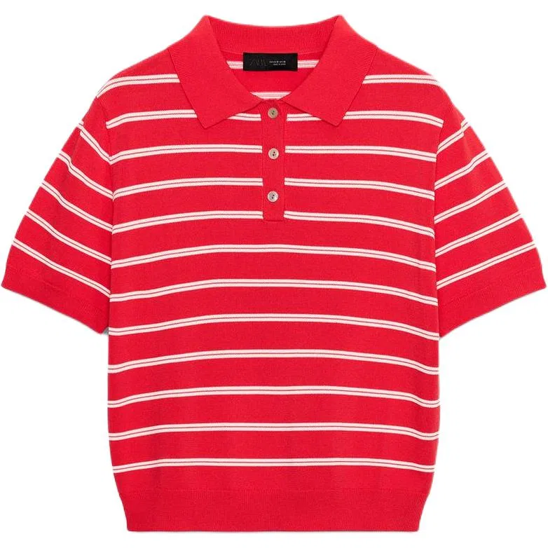 Женское поло с коротким рукавом ZARA, Red