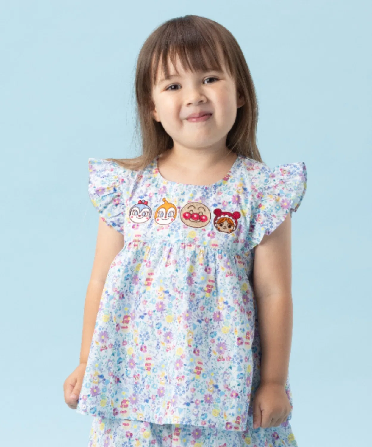 Детская туника с цветочным принтом, модель Flower Total Pattern ANPANMAN KIDS COLLECTION, Sax Blue