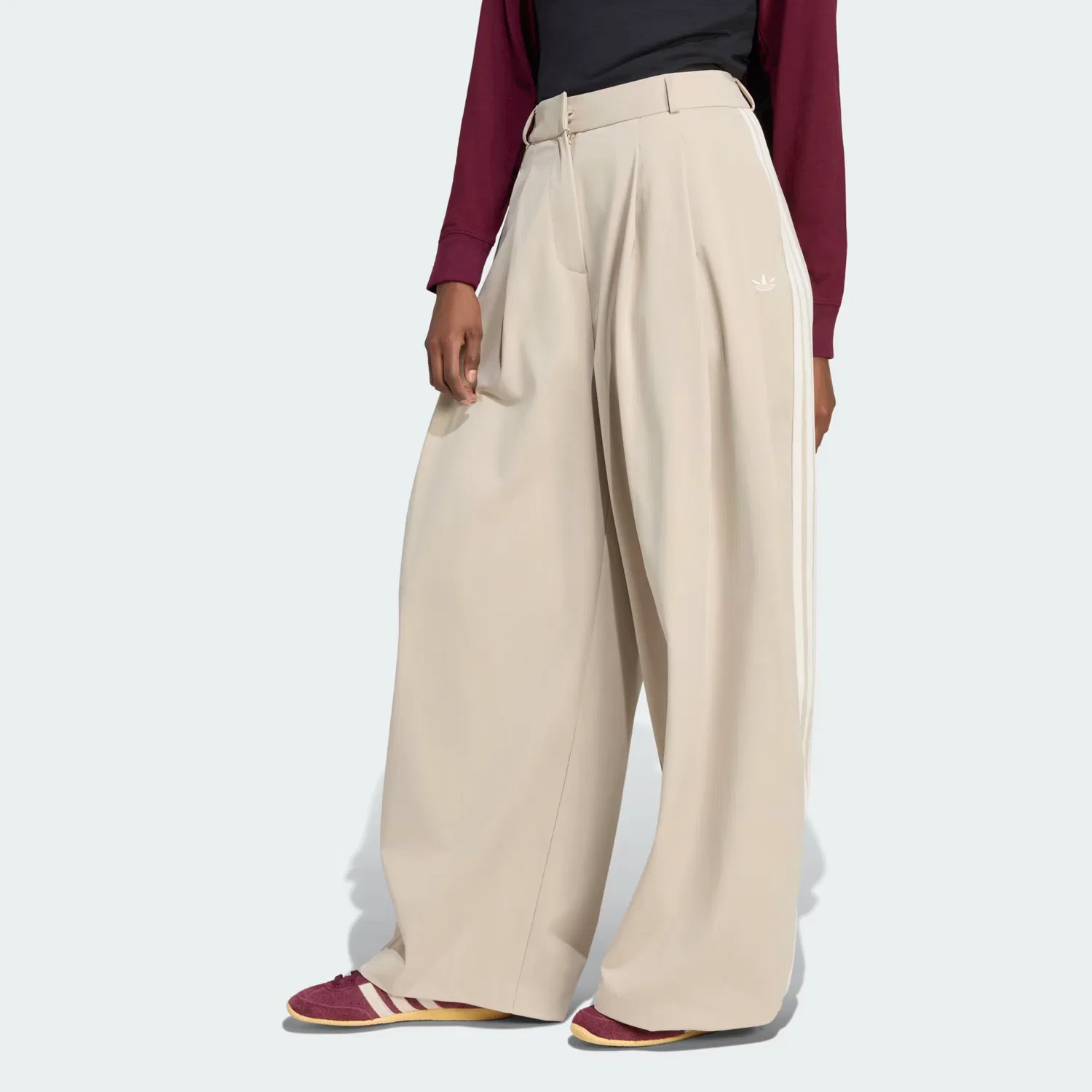 Женские брюки со складками Pleated Pant Adidas Originals, хаки/молочный