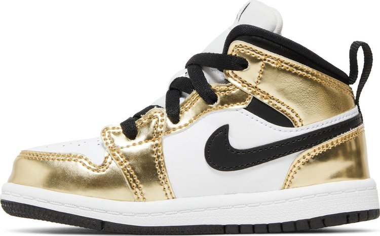 Кроссовки Air Jordan 1 Mid SE TD Metallic Gold, золотой — фото 3