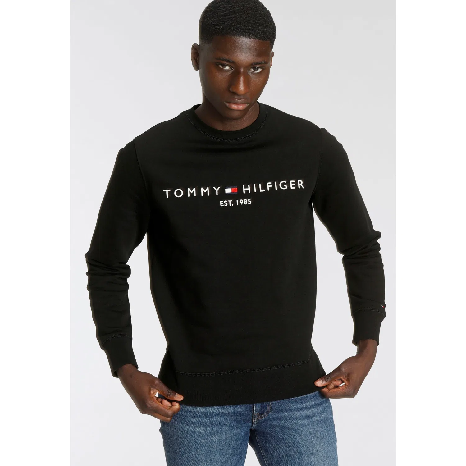 Мужской свитшот с логотипом Tommy Hilfiger, Black