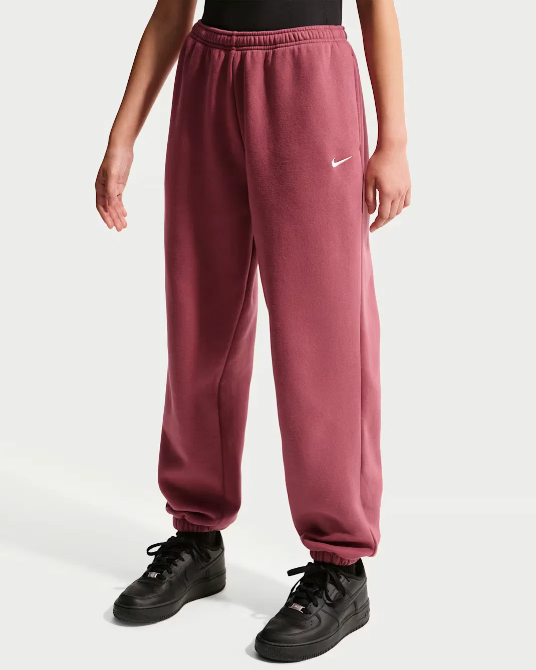 Свободные брюки для девочек Nike Sportswear Studio Fleece, Pink Smoke/White — фото 2