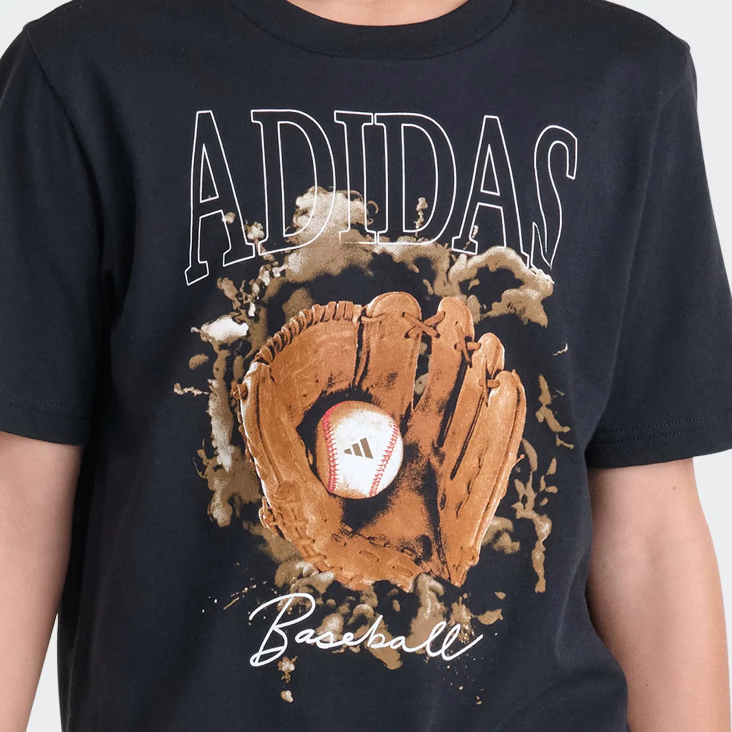 Детская футболка с коротким рукавом с принтом Photoreal Baseball Glove Tee Adidas Sportswear, черный — фото 4