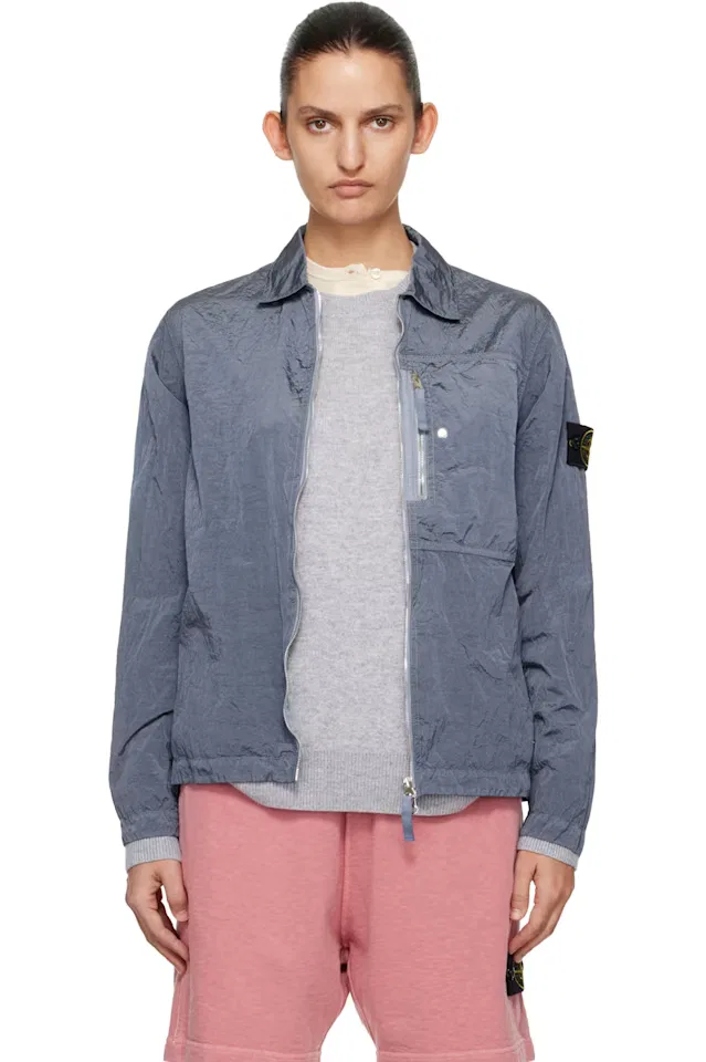 Синяя рубашка-овершот Nylon Metal Econyl Stone Island