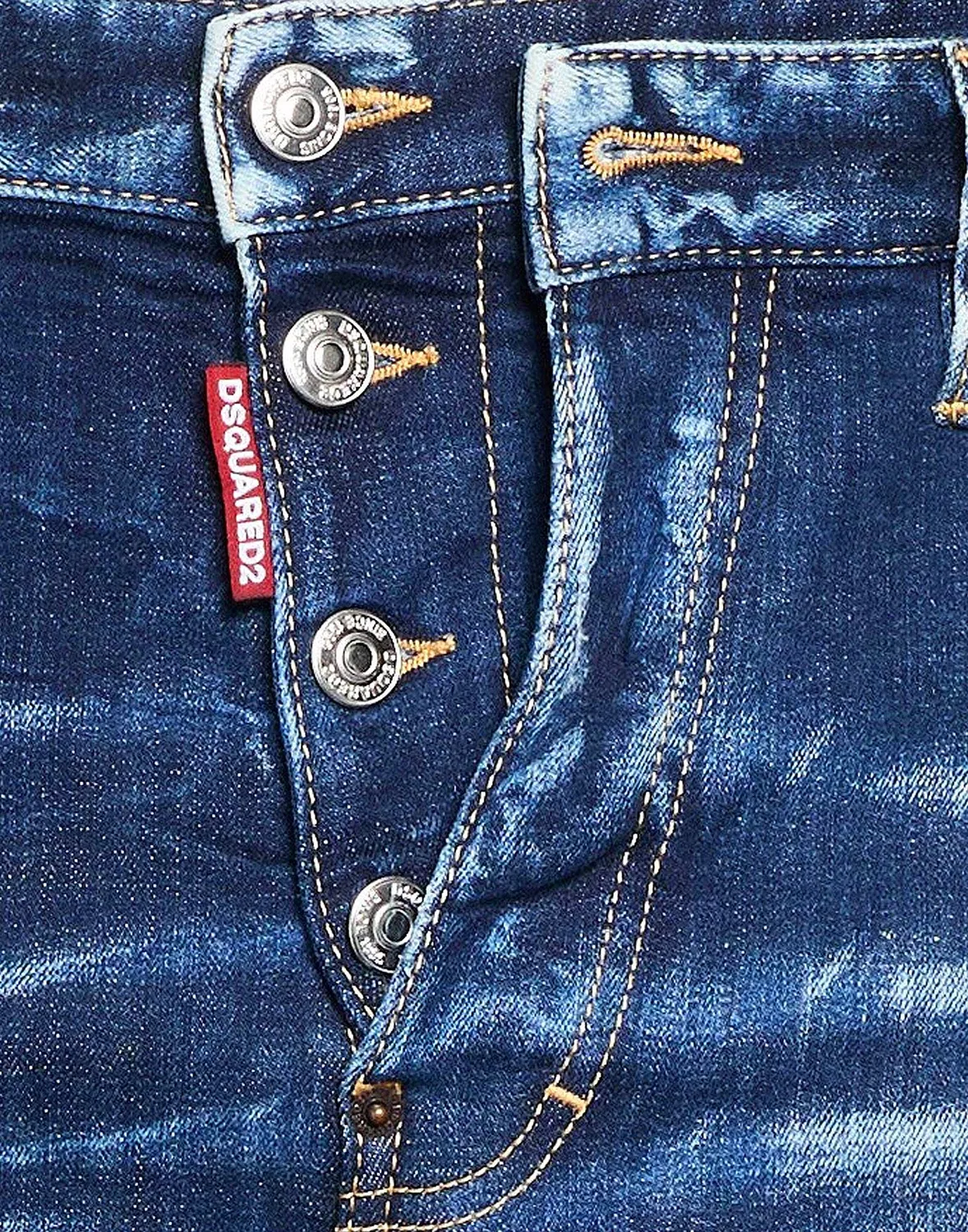 Мужские джинсы прямого кроя с потертостями Dsquared2, синий — фото 4