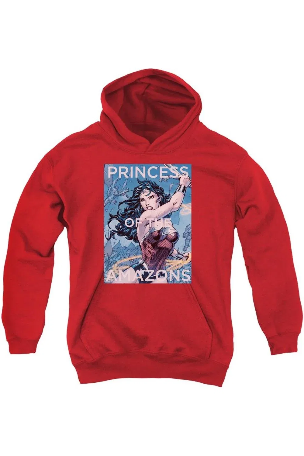 Детское худи с капюшоном с принтом Justice League of America Princess Of The Amazons Gildan, красный