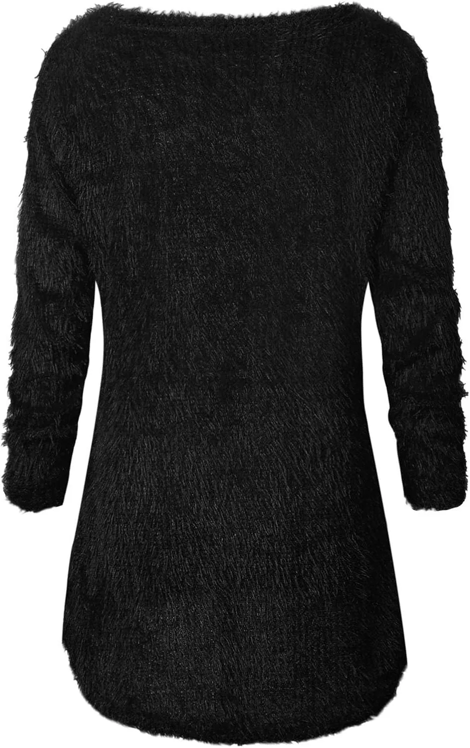 Женский пуловер из футера с длинным рукавом, модель Fuzzy Sweater Pullover, чёрный — фото 3