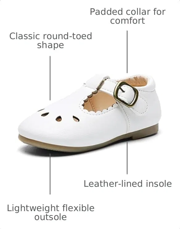 Детские туфли Мэри Джейн для девочек Classic Mary Jane DADAWEN, White — фото 3