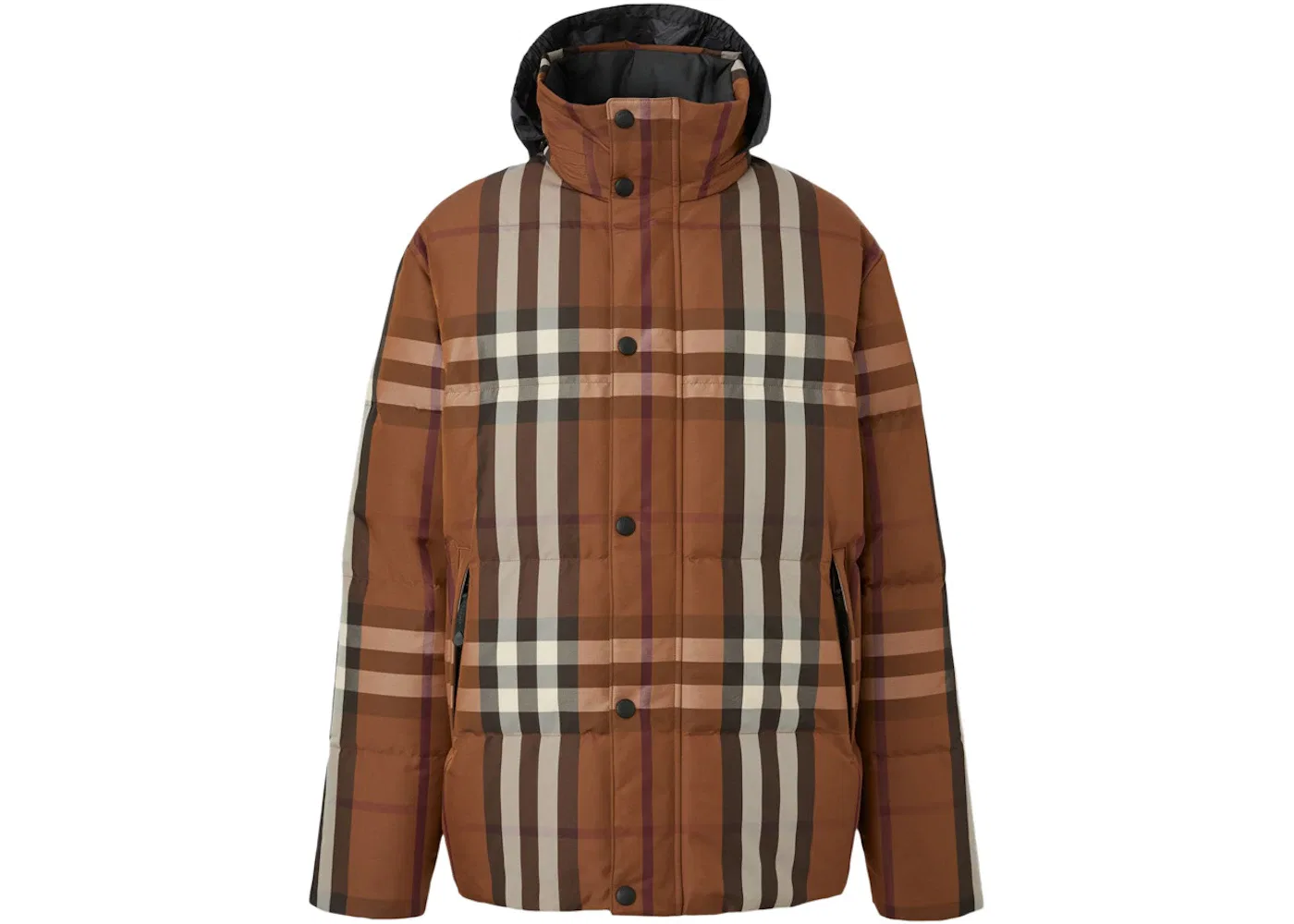 Мужская куртка-пуховик из нейлона с капюшоном двусторонняя клетчатая Burberry, Dark Birch Brown