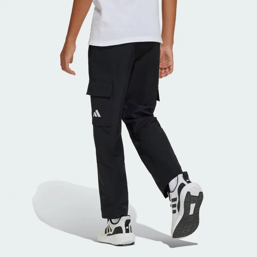 Штаны карго спортивные JC9388 Essentials Climacool Cargo Pants Kids adidas, Черно-белый — фото 4