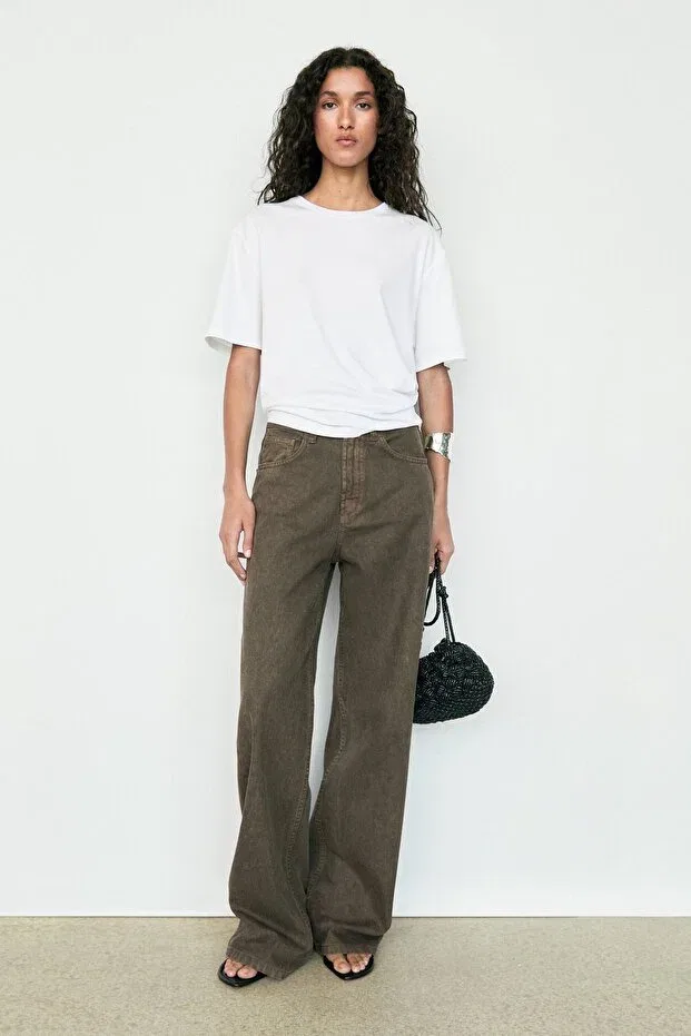 Женская футболка хлопковая с коротким рукавом Massimo Dutti, White — фото 4