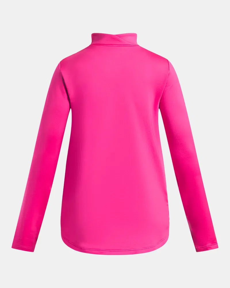 Лонгслив утепленный с половинной молнией UA Cold Weather ½ Zip UnderArmour, Virtual Pink/White — фото 2