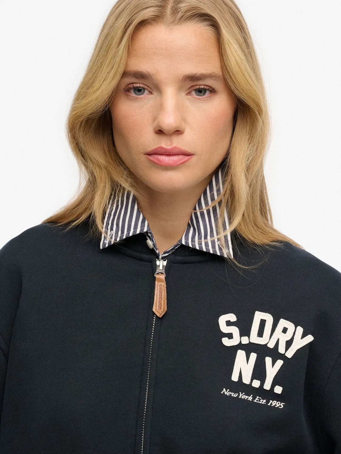 Бомбер Superdry Country Club Jersey, синий — фото 4
