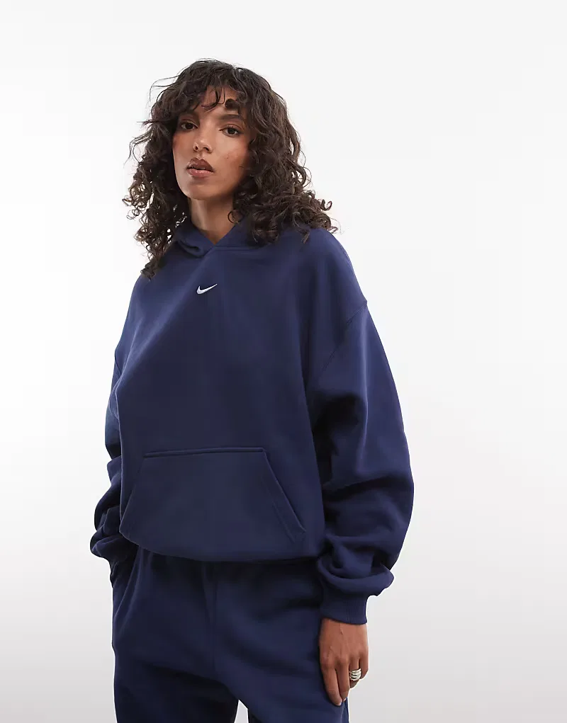 Толстовка Nike Studio Fleece средней плотности, свободного кроя, темно-синий