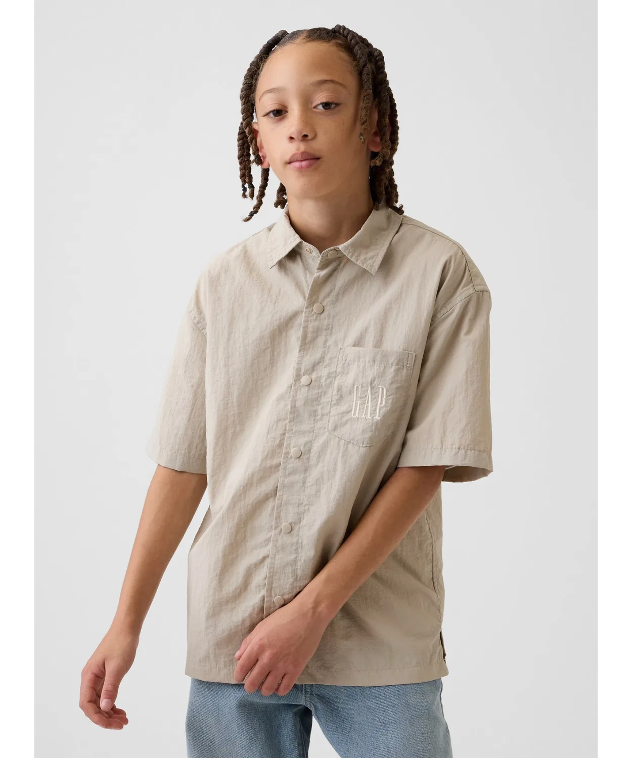 Детская рубашка из переработанного нейлона с коротким рукавом GAP, Beige