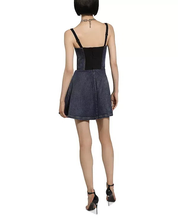 Женское джинсовое платье-корсет с открытыми плечами Dolce & Gabbana, Medium Blue — фото 3