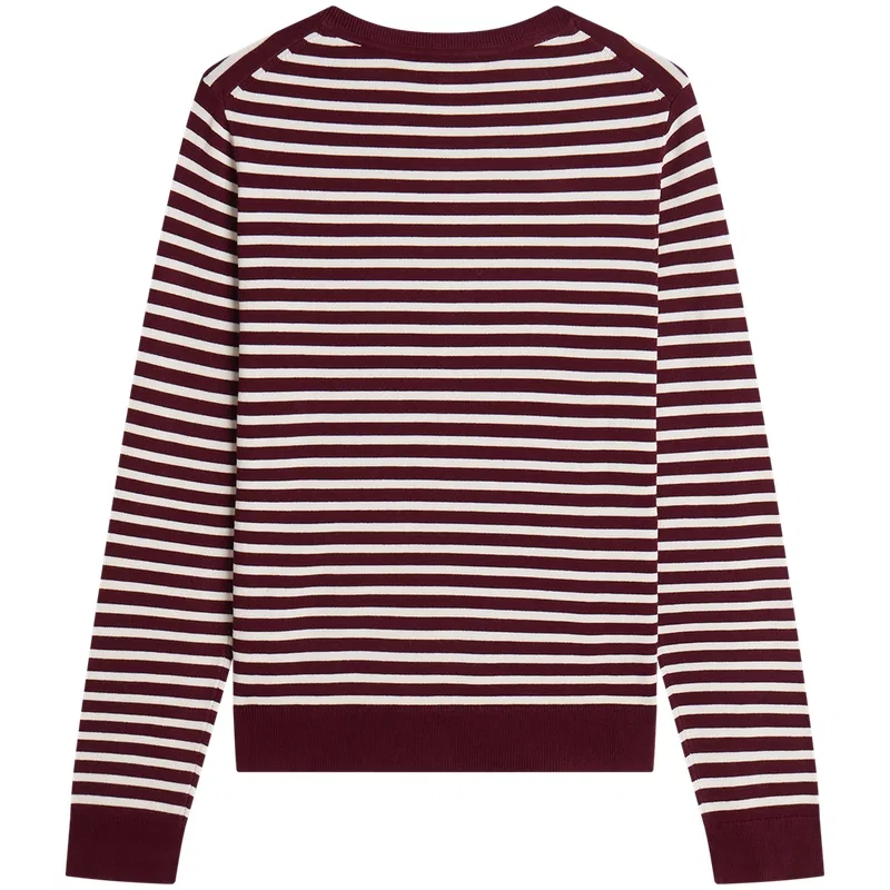 Женский джемпер с круглым вырезом Tommy Hilfiger, Burgundy White Stripes VLP — фото 4