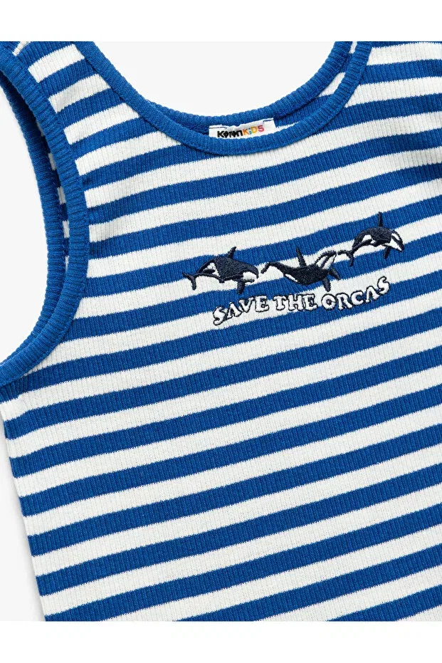 Детский топ-майка для девочек с принтом Koton, Navy Blue Striped — фото 3