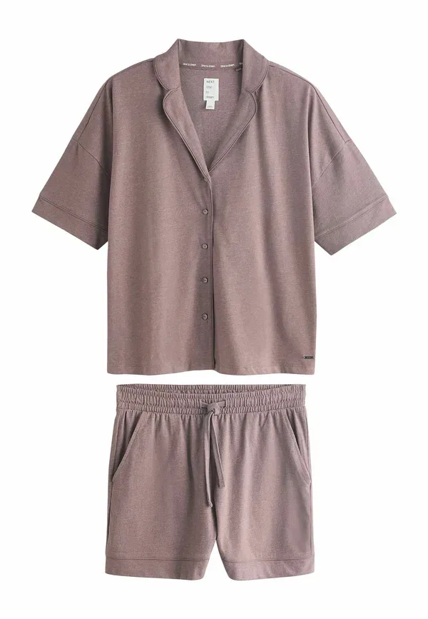 Пижамный комплект из хлопка и полиэстера Regular fit - jersey button through short pyjamas set Next mocha brown, коричневый