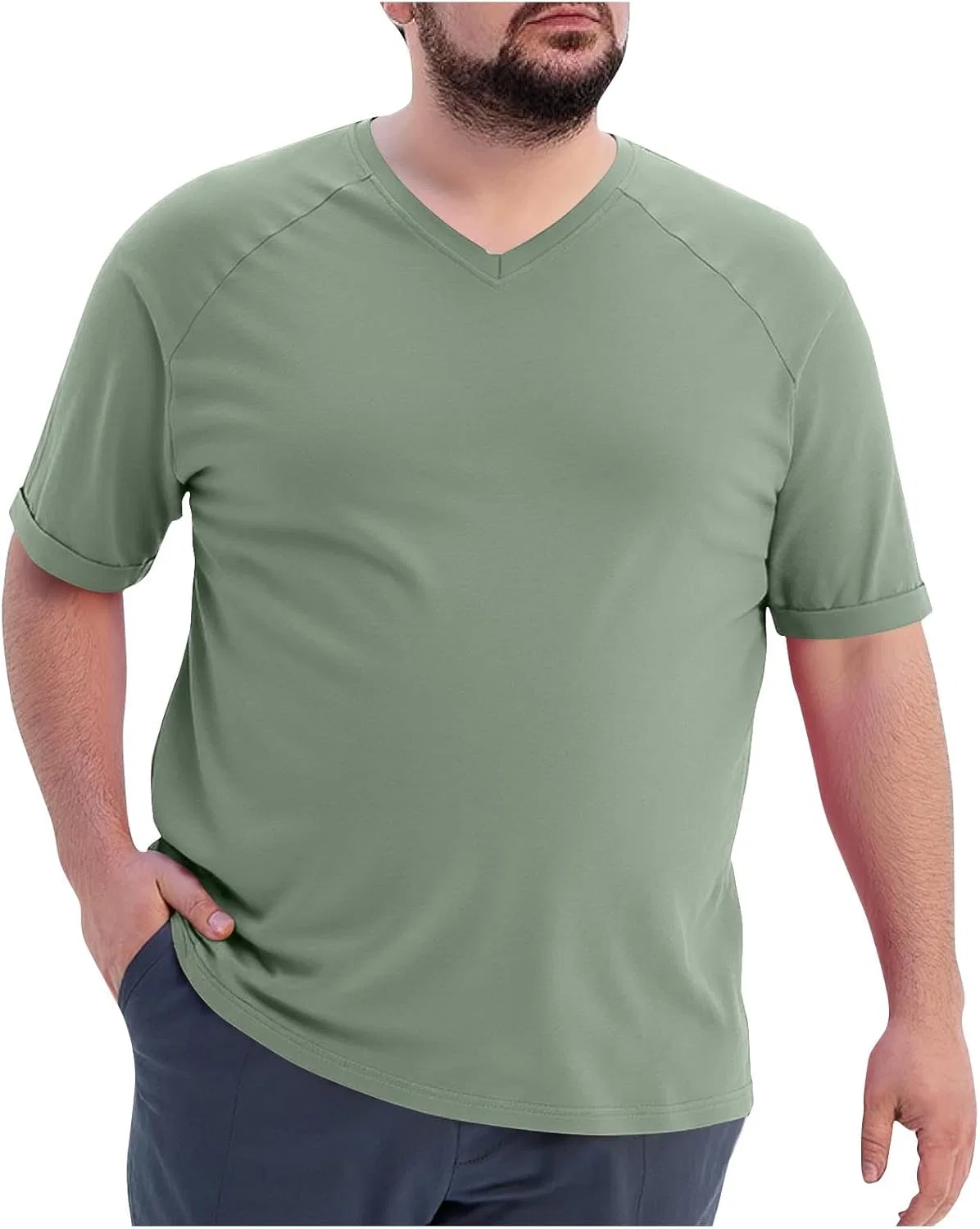Мужская свободная футболка с круглым вырезом Oversize, Green — фото 4