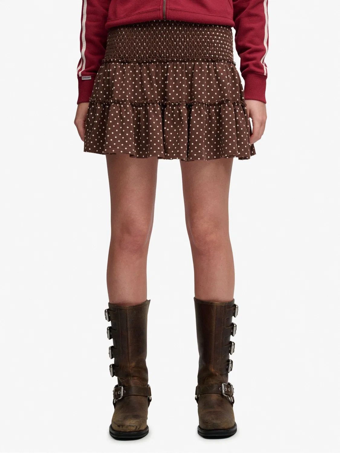 Юбка мини Superdry Brown, Regular, хлопок — фото 3