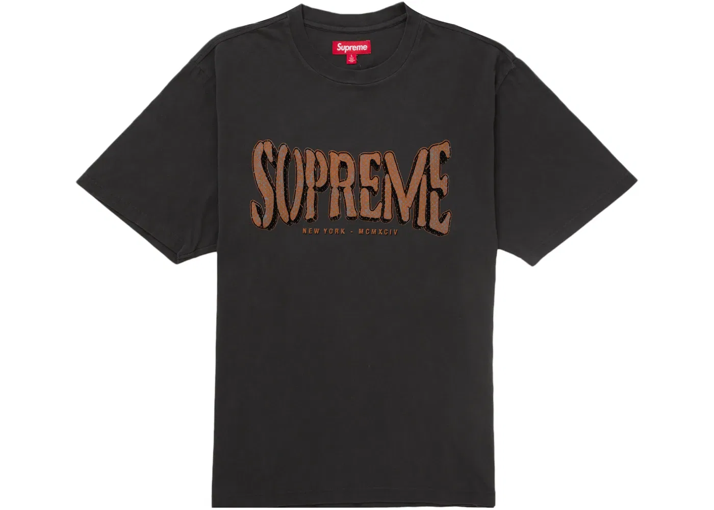 Мужская футболка Supreme Flocked Washed S/S Top, Black