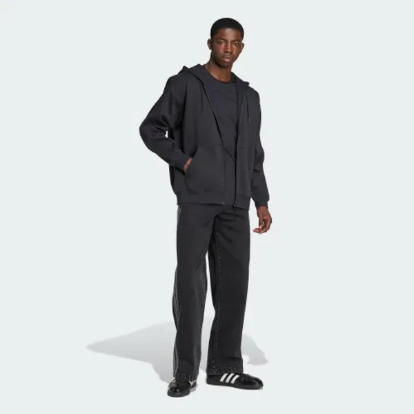Худи оверсайз на молнии, Adicolor, Adidas, черный — фото 4