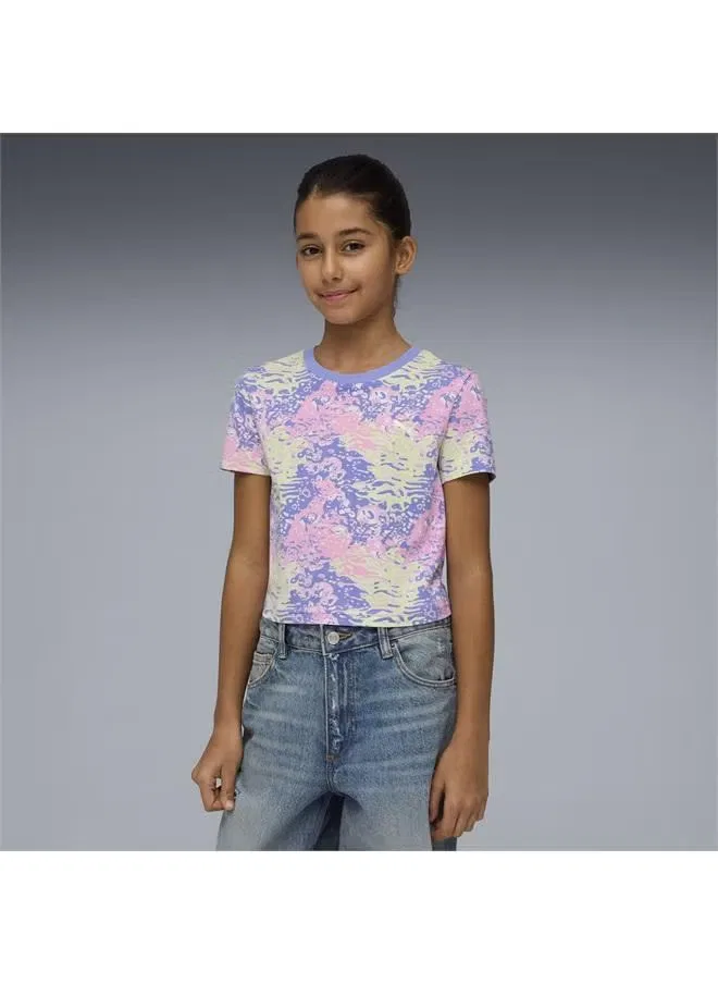 Футболка детская с принтом Printed baby tee youth Puma, лавандовый