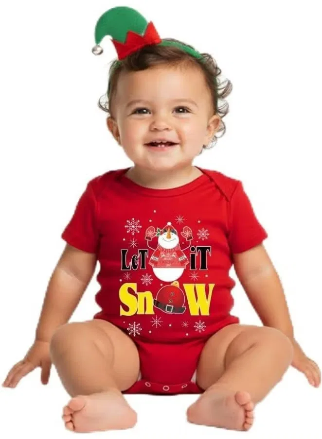 Боди-комбинезон с принтом Let It Snow Santa Sitara Fashions, красный