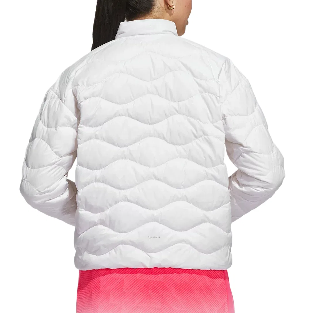 Женский пуховик белый прямой крой с воротником-стойкой Adidas, White — фото 3