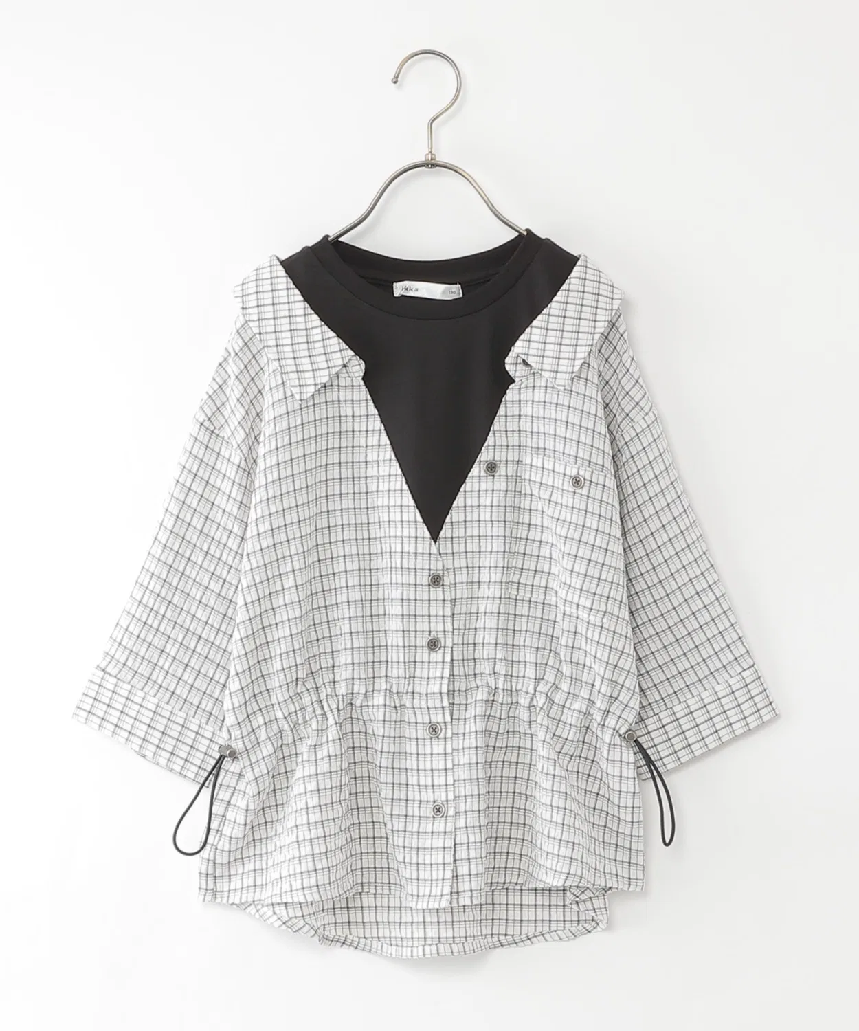 Детская рубашка-платье с длинным рукавом модель Drop Shoulder, ikka, Off White