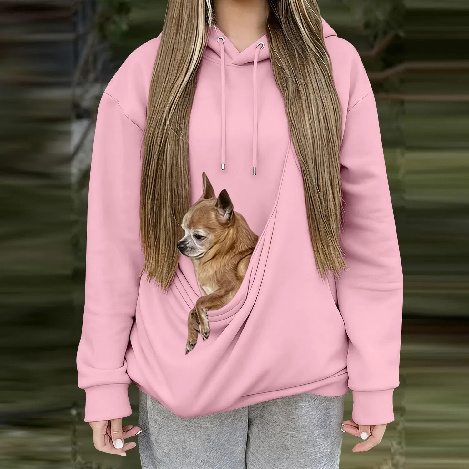 Женский худи с карманом-кенгуру и принтом Pet Lover, #16 Pink — фото 2