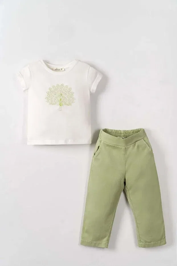 Детская футболка с принтом Nk Kids, Echru - Green