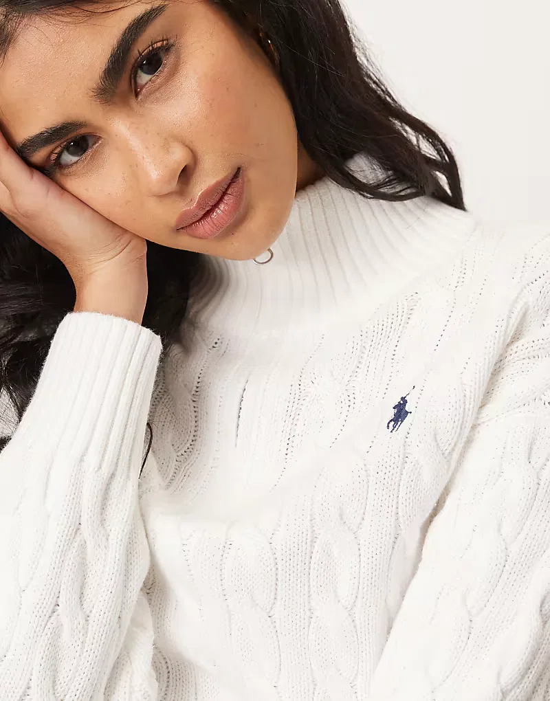 Джемпер на половину молнии Polo Ralph Lauren, белый — фото 4