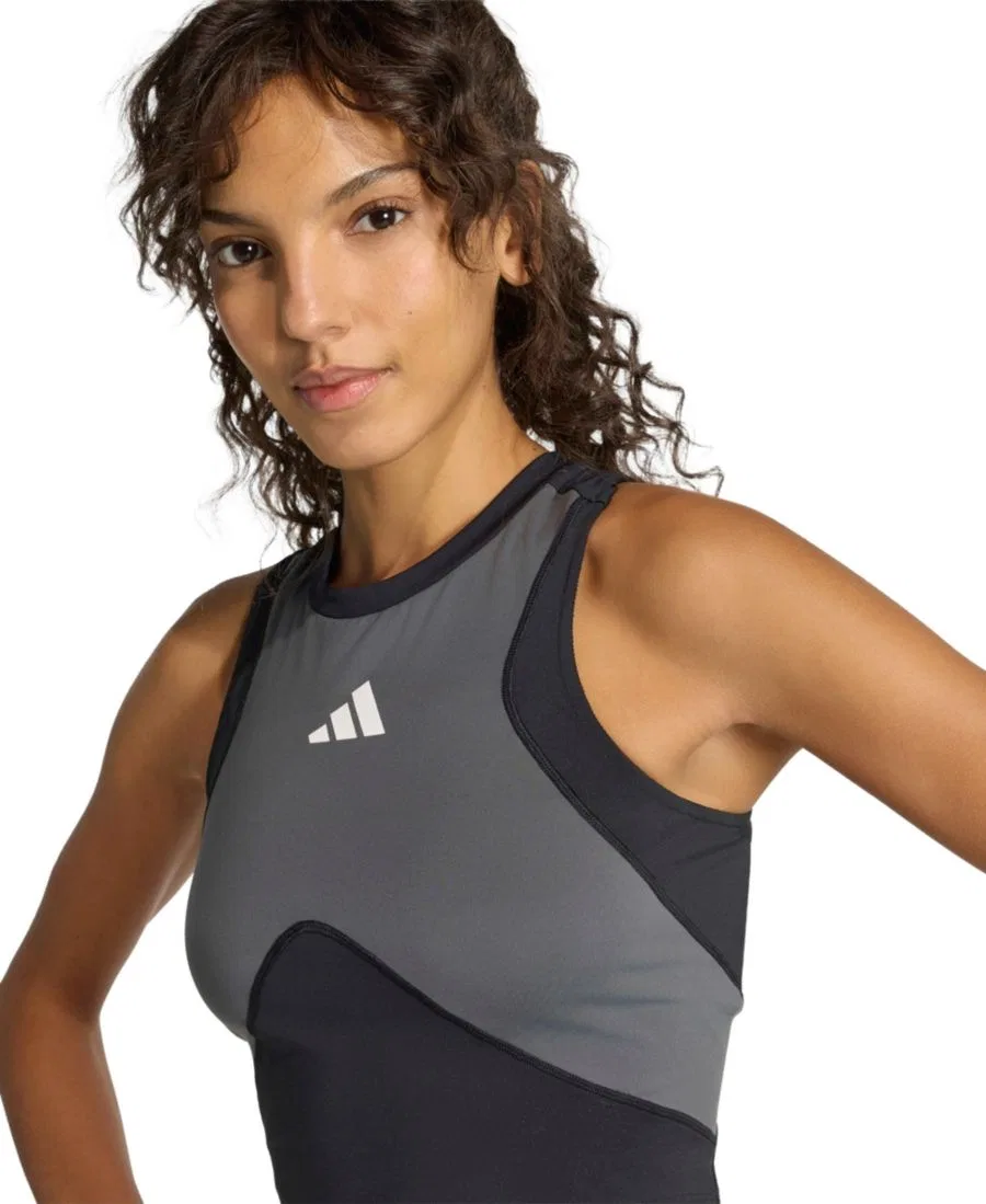 Женский укороченный топ для тренировок Colorblocked Techfit adidas, Black/Carbon — фото 3