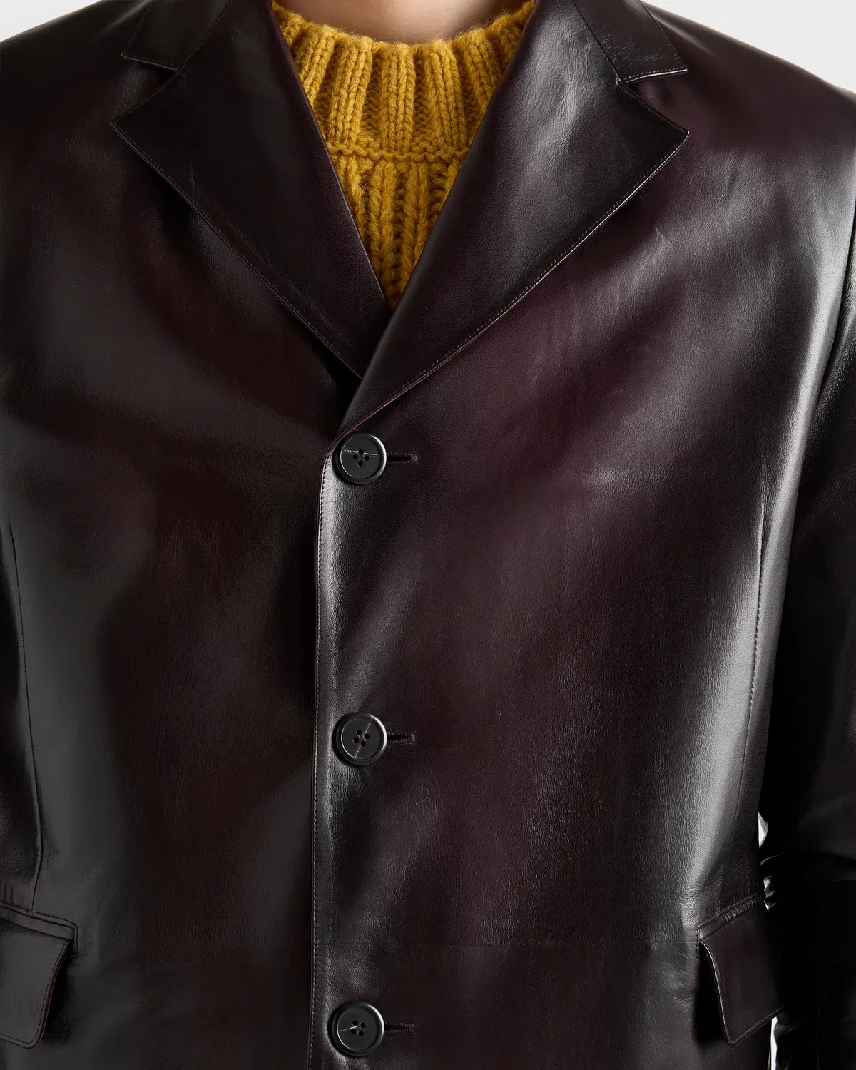 Куртка кожаная Prada, фиолетовый — фото 3